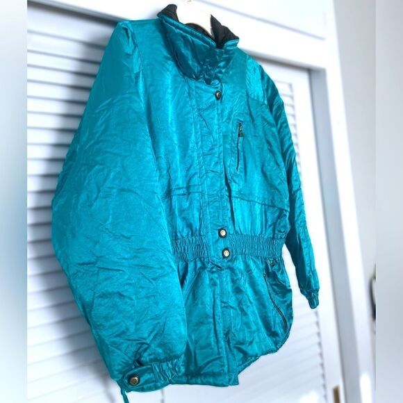 Inside Edge Vintage 80s Retro Metallic Clinched Waist Snow Ski Suit Size L - Picture 11 of 12